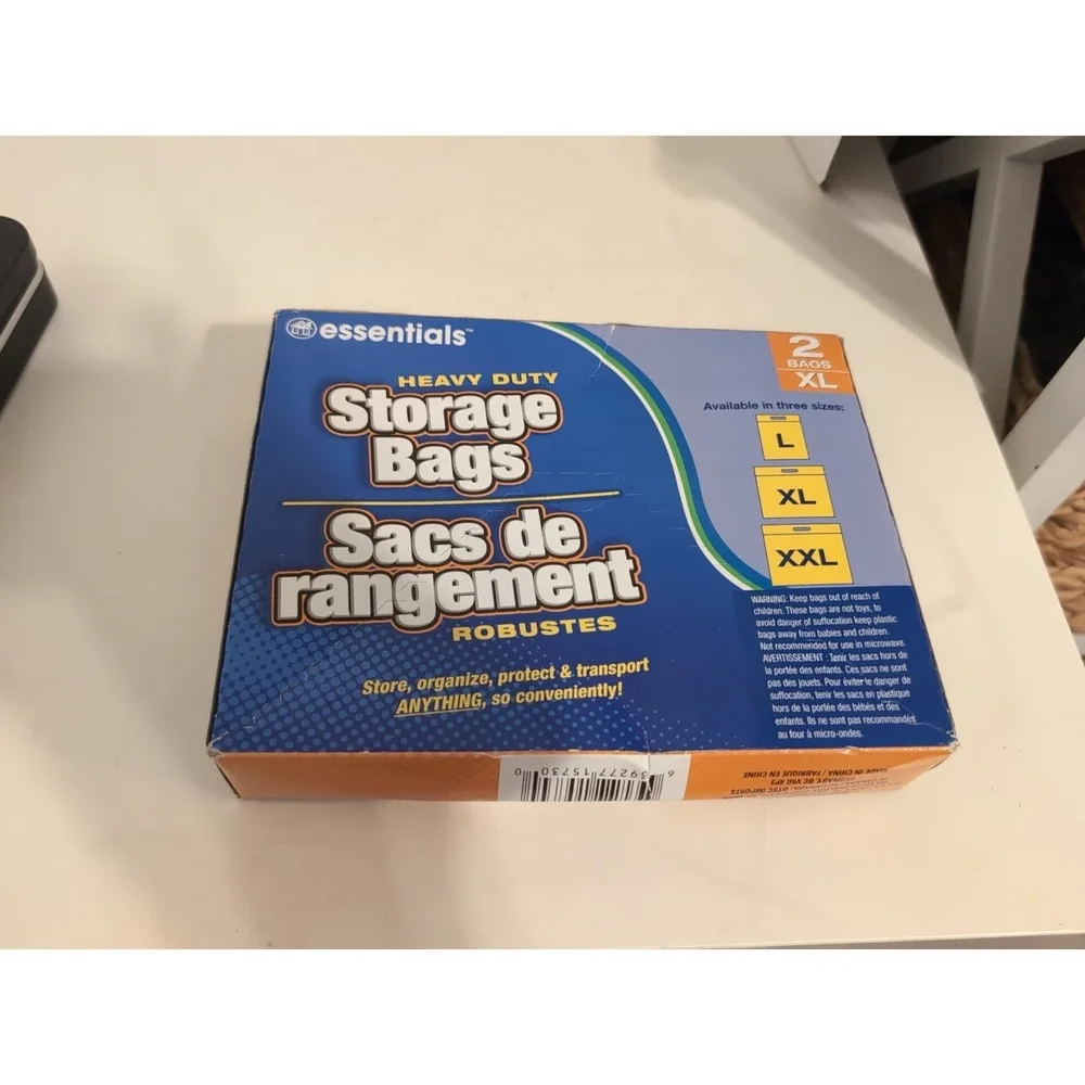 Essentials XL Heavy Duty Storage Bag 20.5in x 17in with Handle Sealed Box‎